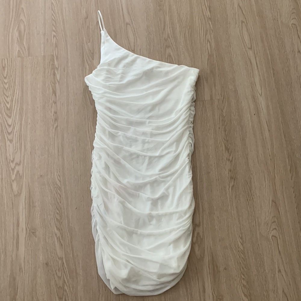 Princess polly mesh overlay ruched one shoulder mini dress nwot - Picture 9 of 9